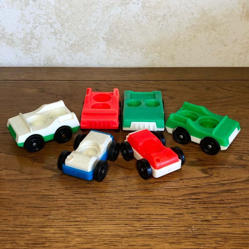 Lot of 6 vintage Fisher Price Little People vehicles- some multi-passenger